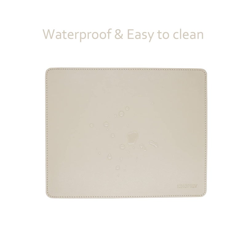 KINOPREV Leather Mouse Pad - Wood Mouse Pads with Stitched Edge PU Non-Slip Mouse Mat Double Side Mousepad Waterproof Gaming Mouse Pad for Desk Laptop Office & Home 10.2"" x 8.3"" 1 Pack (Beige) - Image 4